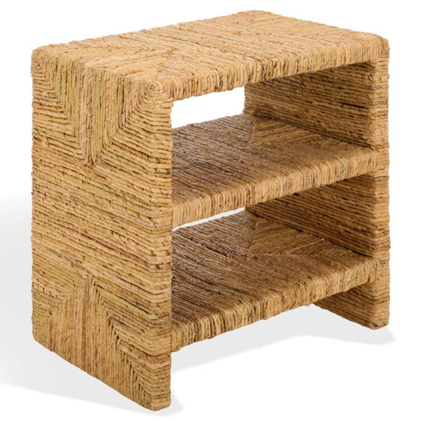 Safavieh Fowler Abaca Fiber Two Shelf Accent Table Natural Woven Boho Coastal Decor CWK2039A