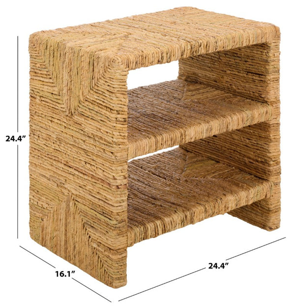 Safavieh Fowler Abaca Fiber Two Shelf Accent Table Natural Woven Boho Coastal Decor CWK2039A