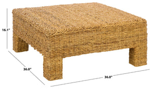 Safavieh Donovan Abaca Fiber Square Coffee Table Artisan Woven Natural Low Profile Living Room CWK2040A