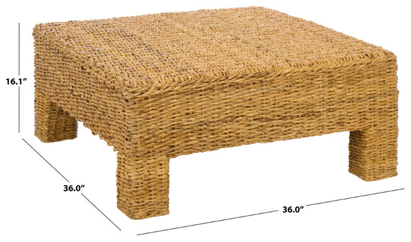 Safavieh Donovan Abaca Fiber Square Coffee Table Artisan Woven Natural Low Profile Living Room CWK2040A