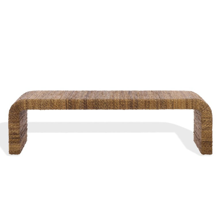 Safavieh Akina Handwoven Abaca Fiber Bench Solid Wood Frame Organic Coastal Entryway Accent CWK2041A