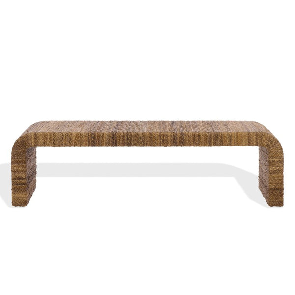 Safavieh Akina Handwoven Abaca Fiber Bench Solid Wood Frame Organic Coastal Entryway Accent CWK2041A