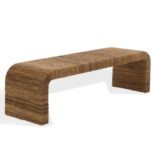 Safavieh Akina Handwoven Abaca Fiber Bench Solid Wood Frame Organic Coastal Entryway Accent CWK2041A