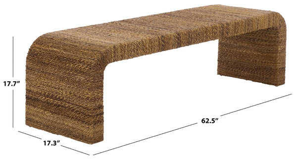 Safavieh Akina Handwoven Abaca Fiber Bench Solid Wood Frame Organic Coastal Entryway Accent CWK2041A