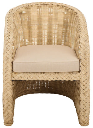 Safavieh Macintosh Woven Rattan Accent Chair Bohemian Coastal Airy Frame with Foam Cushion CWK2043A