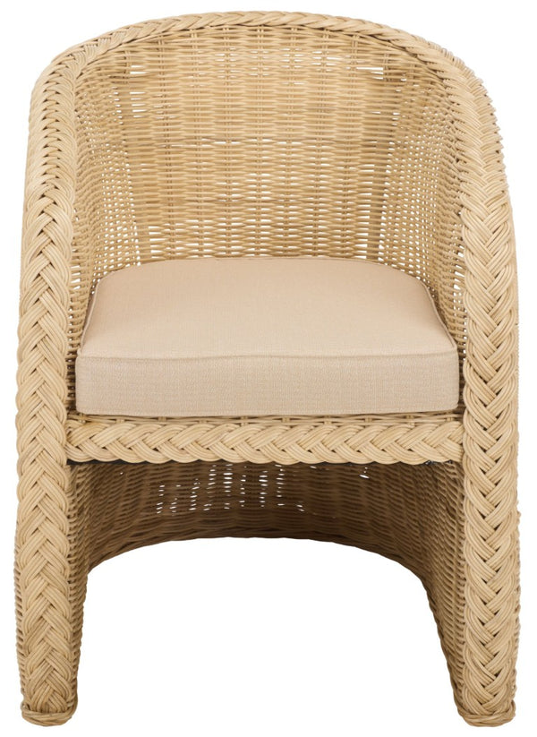 Safavieh Macintosh Woven Rattan Accent Chair Bohemian Coastal Airy Frame with Foam Cushion CWK2043A