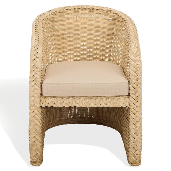 Safavieh Macintosh Woven Rattan Accent Chair Bohemian Coastal Airy Frame with Foam Cushion CWK2043A