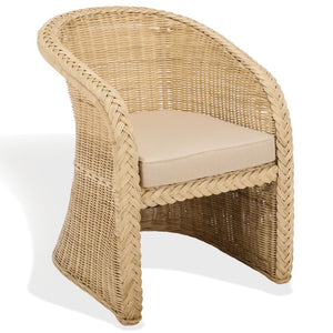 Safavieh Macintosh Woven Rattan Accent Chair Bohemian Coastal Airy Frame with Foam Cushion CWK2043A