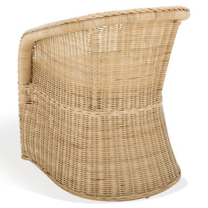 Safavieh Macintosh Woven Rattan Accent Chair Bohemian Coastal Airy Frame with Foam Cushion CWK2043A