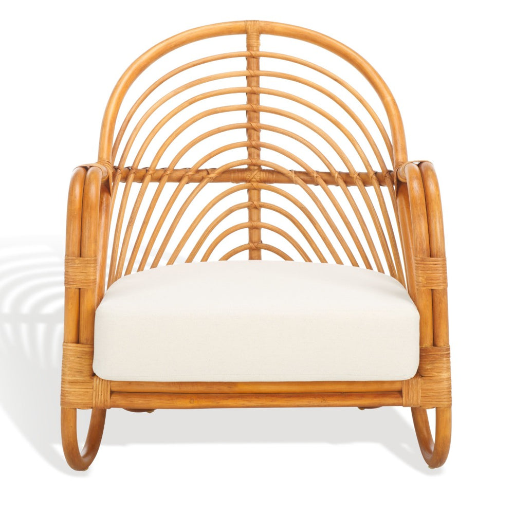 Safavieh IVYBELLE Rattan Accent Chair - Natural & White - Stylish, Comfortable, Perfect for Small Spaces CWK3005A