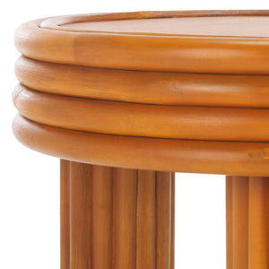 Safavieh BAYARD Rattan Round Accent Table - Stylish Natural Texture for Modern Living Spaces & Small Areas CWK3007A