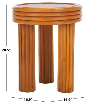 Safavieh BAYARD Rattan Round Accent Table - Stylish Natural Texture for Modern Living Spaces & Small Areas CWK3007A