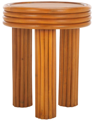 Safavieh BAYARD Rattan Round Accent Table - Stylish Natural Texture for Modern Living Spaces & Small Areas CWK3007A