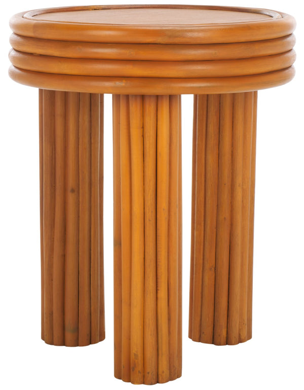 Safavieh BAYARD Rattan Round Accent Table - Stylish Natural Texture for Modern Living Spaces & Small Areas CWK3007A