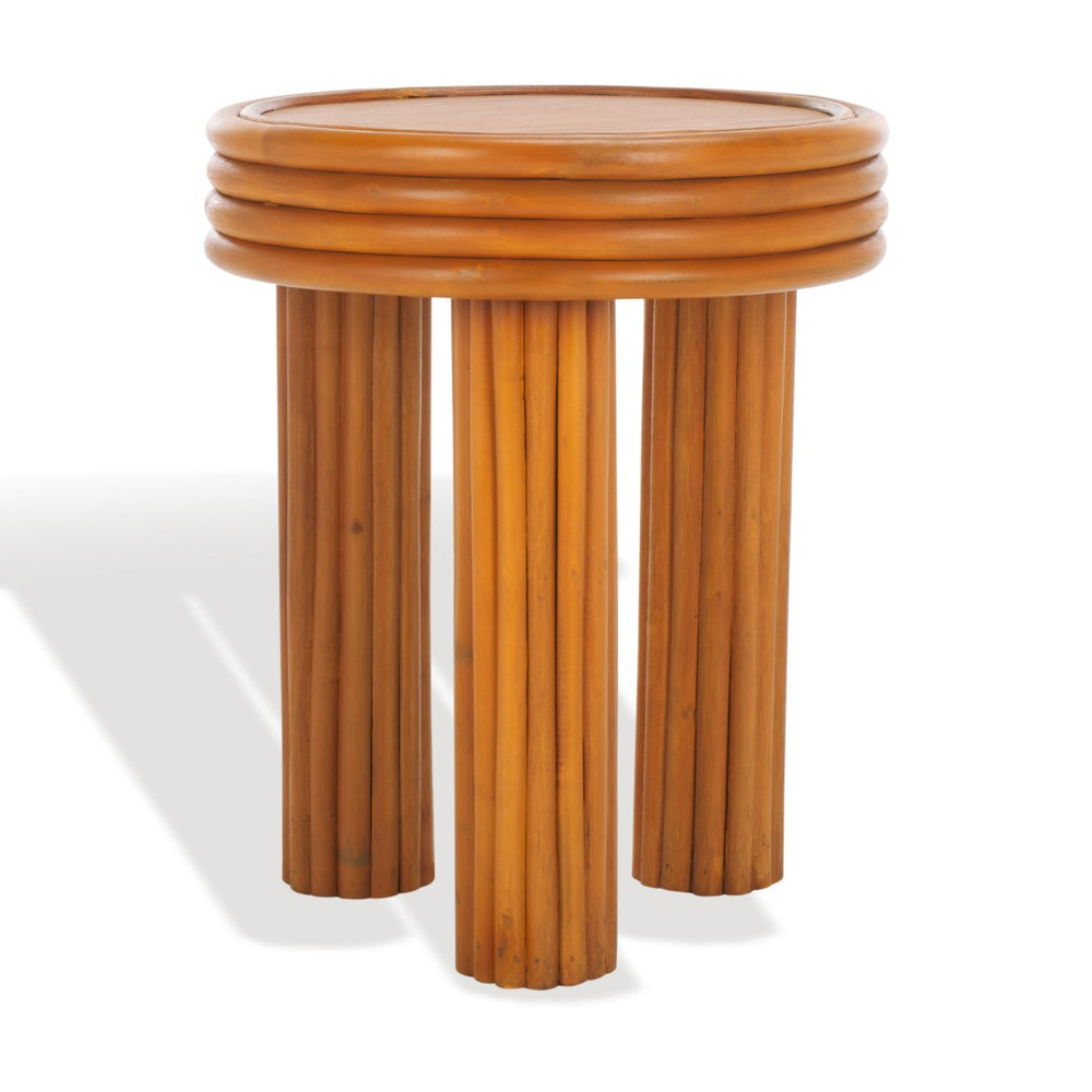 Safavieh BAYARD Rattan Round Accent Table - Stylish Natural Texture for Modern Living Spaces & Small Areas CWK3007A