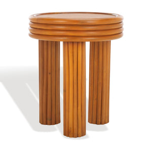 Safavieh BAYARD Rattan Round Accent Table - Stylish Natural Texture for Modern Living Spaces & Small Areas CWK3007A