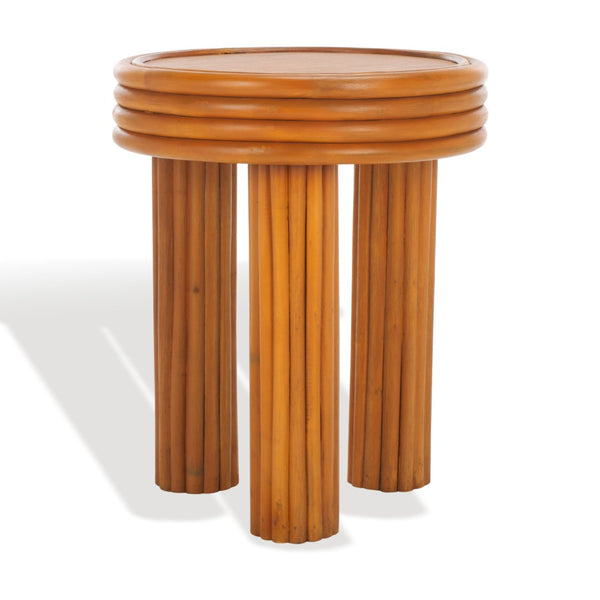 Safavieh BAYARD Rattan Round Accent Table - Stylish Natural Texture for Modern Living Spaces & Small Areas CWK3007A