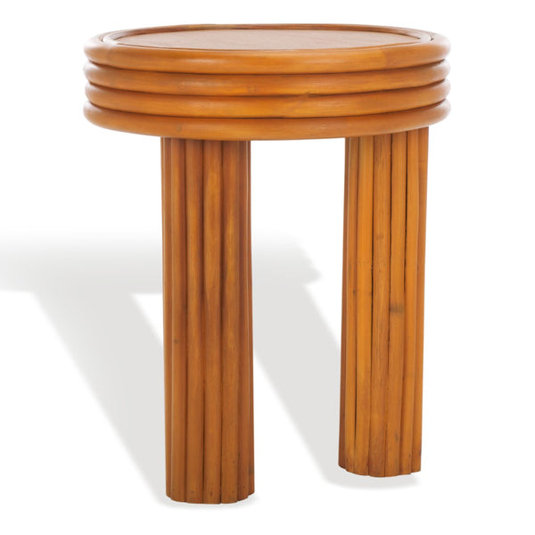 Safavieh BAYARD Rattan Round Accent Table - Stylish Natural Texture for Modern Living Spaces & Small Areas CWK3007A