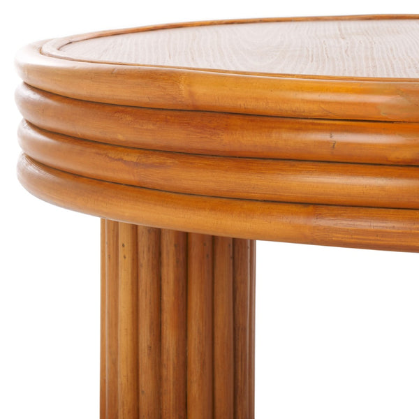 Safavieh BAYARD Rattan Round Coffee Table - Natural Finish with Modern Design for Versatile Home Décor CWK3008A