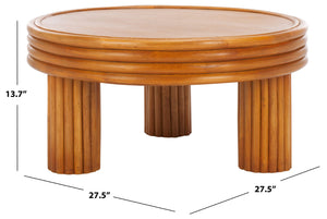 Safavieh BAYARD Rattan Round Coffee Table - Natural Finish with Modern Design for Versatile Home Décor CWK3008A