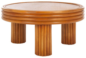 Safavieh BAYARD Rattan Round Coffee Table - Natural Finish with Modern Design for Versatile Home Décor CWK3008A