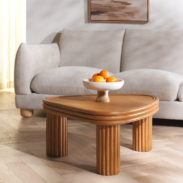 Safavieh BAYARD Rattan Triangle Coffee Table - Sculptural Natural Design for Modern Living Spaces & Offices CWK3009A