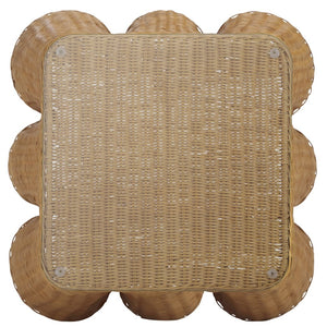 Safavieh HYLDA Square Rattan Accent Table - Versatile Natural Design with Tempered Glass Top for Modern Spaces CWK3010A