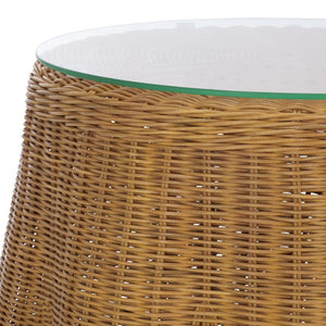 Safavieh HYLDA Round Rattan Accent Table - Stylish Natural Design for Living Room, Bedroom, or Patio Use CWK3011A