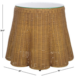 Safavieh HYLDA Round Rattan Accent Table - Stylish Natural Design for Living Room, Bedroom, or Patio Use CWK3011A