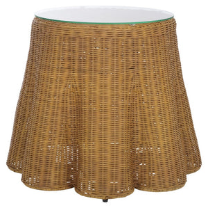 Safavieh HYLDA Round Rattan Accent Table - Stylish Natural Design for Living Room, Bedroom, or Patio Use CWK3011A