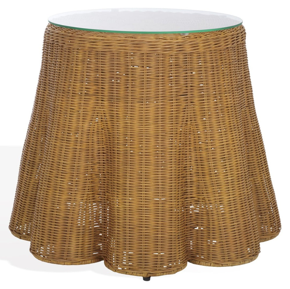 Safavieh HYLDA Round Rattan Accent Table - Stylish Natural Design for Living Room, Bedroom, or Patio Use CWK3011A