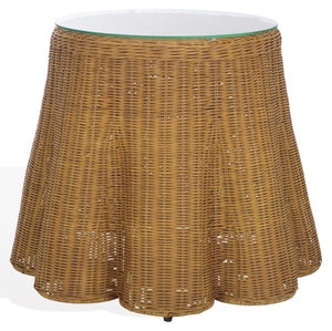 Safavieh HYLDA Round Rattan Accent Table - Stylish Natural Design for Living Room, Bedroom, or Patio Use CWK3011A