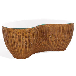 Safavieh Hylda Rattan Coffee Table - Natural Elegance & Rustic Charm For Living Room, Patio & Sunroom Decor Natural Rattan Fitrit ,Tempered Glass ,Rattan 1,2 Pole Cwk3012a