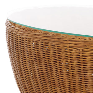 Safavieh Hylda Rattan Coffee Table - Natural Elegance & Rustic Charm For Living Room, Patio & Sunroom Decor Natural Rattan Fitrit ,Tempered Glass ,Rattan 1,2 Pole Cwk3012a