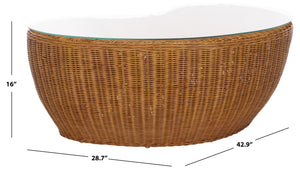 Safavieh Hylda Rattan Coffee Table - Natural Elegance & Rustic Charm For Living Room, Patio & Sunroom Decor Natural Rattan Fitrit ,Tempered Glass ,Rattan 1,2 Pole Cwk3012a