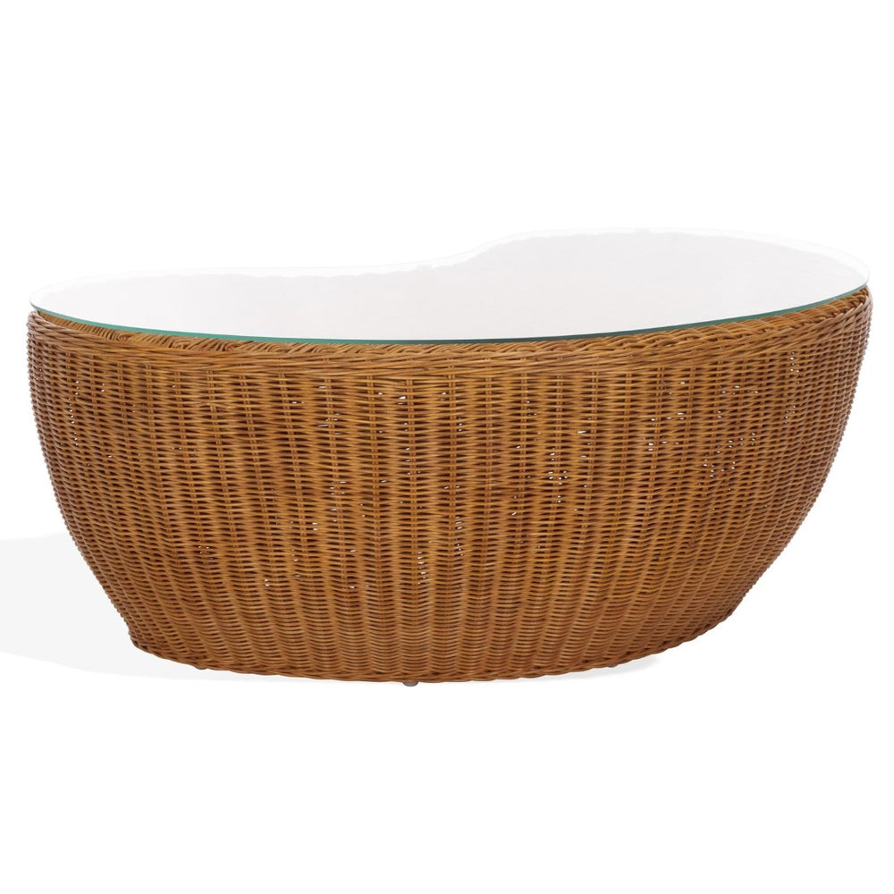 Safavieh HYLDA Rattan Coffee Table – Handcrafted Natural Elegance with Glass Top for Modern Living Spaces CWK3012A
