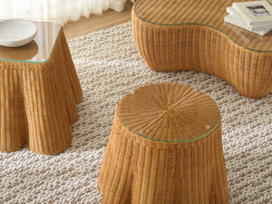 Safavieh HYLDA Square Rattan Accent Table - Versatile Natural Design with Tempered Glass Top for Modern Spaces CWK3010A