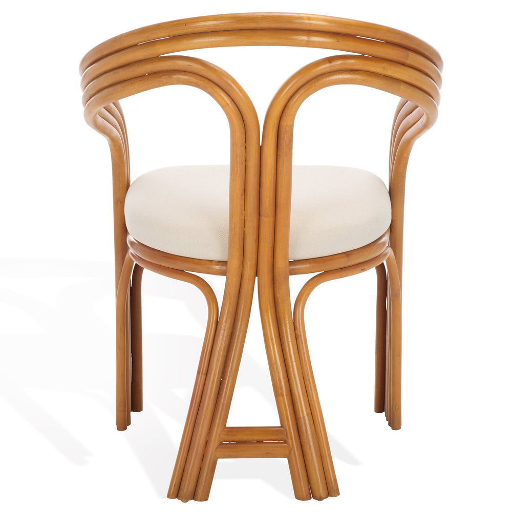 Safavieh Jennabrook Rattan Pole Accent Chair - Natural & White, Elegant Comfort For Stylish Living Spaces Natural ,White Rattan 3,4 Pole ,Fabric ,Foam ,Plywood Cwk3013a