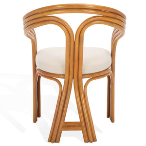 Safavieh Jennabrook Rattan Pole Accent Chair - Natural & White, Elegant Comfort For Stylish Living Spaces Natural ,White Rattan 3,4 Pole ,Fabric ,Foam ,Plywood Cwk3013a