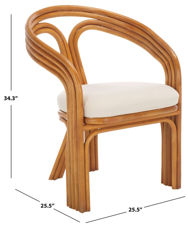 Safavieh Jennabrook Rattan Pole Accent Chair - Natural & White, Elegant Comfort For Stylish Living Spaces Natural ,White Rattan 3,4 Pole ,Fabric ,Foam ,Plywood Cwk3013a