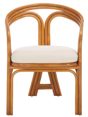 Safavieh Jennabrook Rattan Pole Accent Chair - Natural & White, Elegant Comfort For Stylish Living Spaces Natural ,White Rattan 3,4 Pole ,Fabric ,Foam ,Plywood Cwk3013a