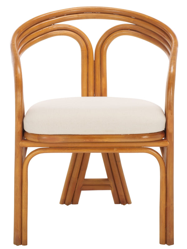 Safavieh Jennabrook Rattan Pole Accent Chair - Natural & White, Elegant Comfort For Stylish Living Spaces Natural ,White Rattan 3,4 Pole ,Fabric ,Foam ,Plywood Cwk3013a