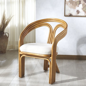 Safavieh JENNABROOK Rattan Pole Accent Chair - Stylish Natural & White Upholstery for Modern Spaces CWK3013A