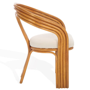 Safavieh Jennabrook Rattan Pole Accent Chair - Natural & White, Elegant Comfort For Stylish Living Spaces Natural ,White Rattan 3,4 Pole ,Fabric ,Foam ,Plywood Cwk3013a