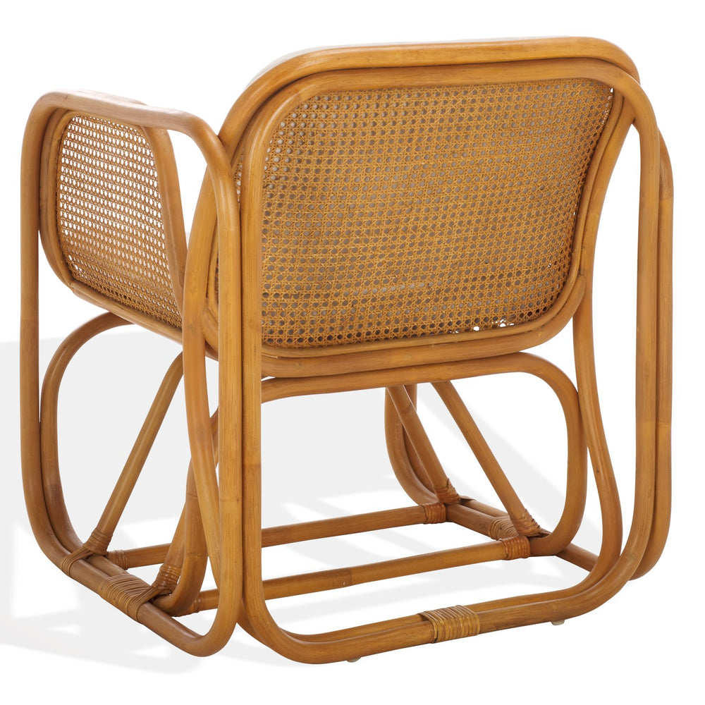 Safavieh Brauner Rattan Pole Accent Chair - Natural & White, Stylish Comfort With Rustic Charm For Your Home Natural ,White Rattan 3,4 Pole ,Fabric ,Foam ,Rattan Cwk3014a