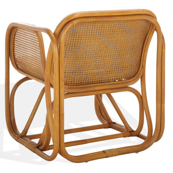 Safavieh Brauner Rattan Pole Accent Chair - Natural & White, Stylish Comfort With Rustic Charm For Your Home Natural ,White Rattan 3,4 Pole ,Fabric ,Foam ,Rattan Cwk3014a