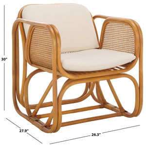 Safavieh Brauner Rattan Pole Accent Chair - Natural & White, Stylish Comfort With Rustic Charm For Your Home Natural ,White Rattan 3,4 Pole ,Fabric ,Foam ,Rattan Cwk3014a