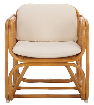 Safavieh Brauner Rattan Pole Accent Chair - Natural & White, Stylish Comfort With Rustic Charm For Your Home Natural ,White Rattan 3,4 Pole ,Fabric ,Foam ,Rattan Cwk3014a