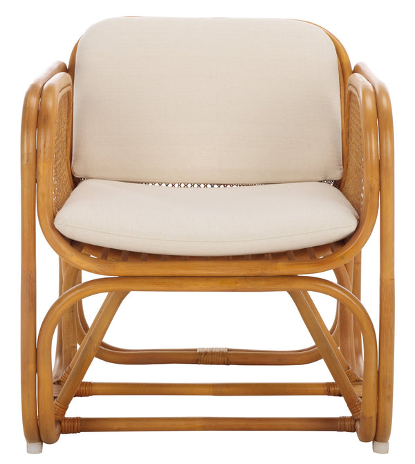 Safavieh Brauner Rattan Pole Accent Chair - Natural & White, Stylish Comfort With Rustic Charm For Your Home Natural ,White Rattan 3,4 Pole ,Fabric ,Foam ,Rattan Cwk3014a