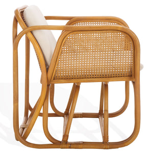 Safavieh Brauner Rattan Pole Accent Chair - Natural & White, Stylish Comfort With Rustic Charm For Your Home Natural ,White Rattan 3,4 Pole ,Fabric ,Foam ,Rattan Cwk3014a